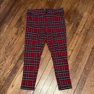 Zara Red Tartan Cropped Pants